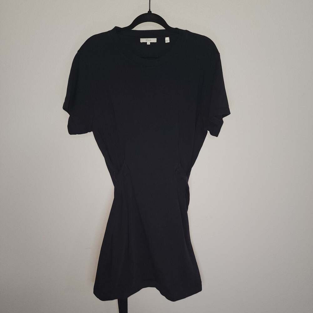 Vince. Black 100% Cotton Short Sleeve Tie-Waist T-Shirt Mini Dress XL - Picture 3 of 10